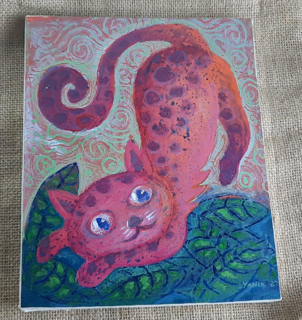 Lukisan Kucing Merah
